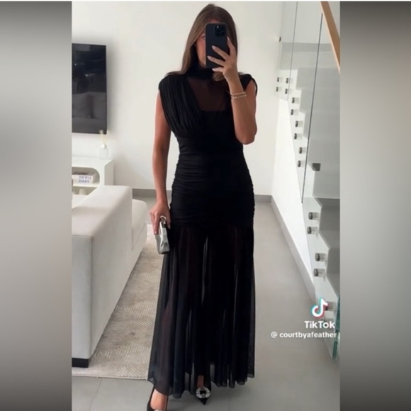 Zara Draped Midi Dress Black - Picture 9 of 16